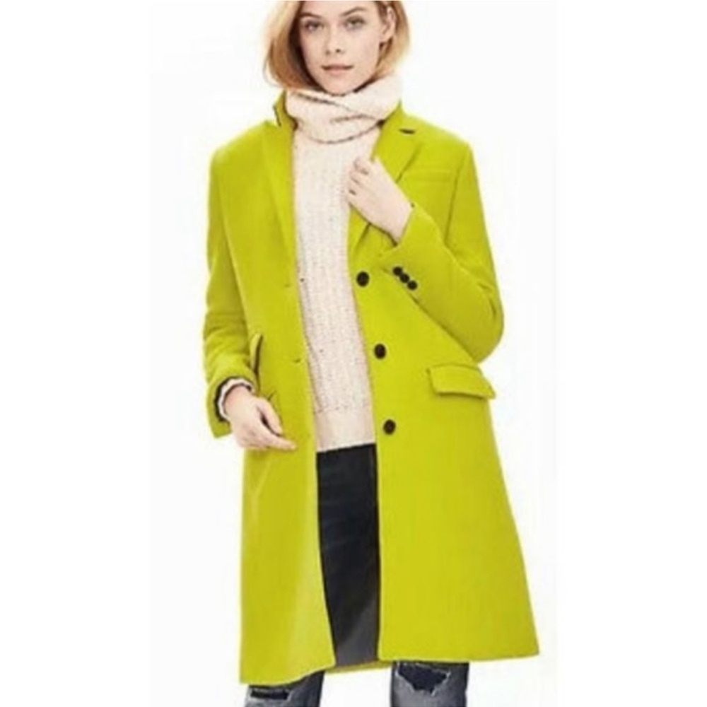 Banana Republic Lime Green Wool Coat L Petite